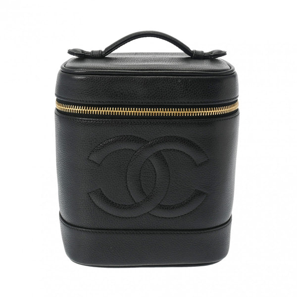 CHANEL シャネル 縦型バニティ ブラック A01998 レディース キャビアスキン ハンドバッグ Aランク 中古 銀蔵