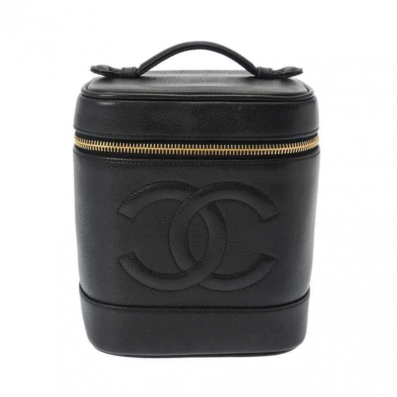 CHANEL シャネル 縦型バニティ ブラック A01998 レディース キャビアスキン ハンドバッグ Aランク 中古 銀蔵