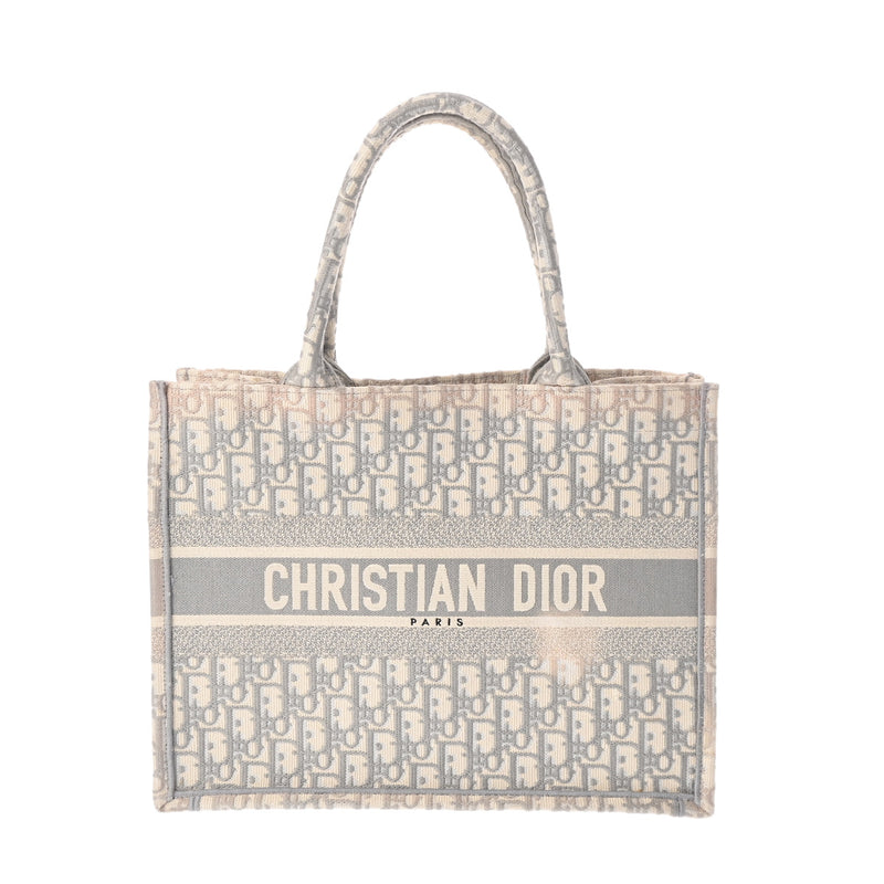 CHRISTIAN DIOR クリスチャンディオール ブックトート ミディアム オブリーク グレー M1296ZRIW レディース キャンバス ハンドバッグ Bランク 中古 銀蔵