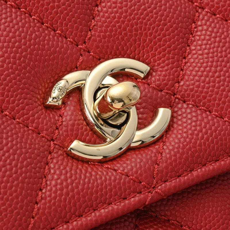 CHANEL シャネル トップハンドル XS レッド A92990 レディース キャビアスキン 2WAYバッグ ABランク 中古 銀蔵