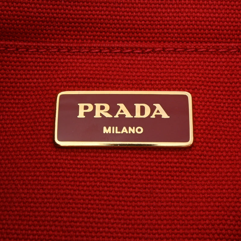 PRADA プラダ カナパトート ミニ レッド 1BG439 レディース デニム ハンドバッグ ABランク 中古 銀蔵