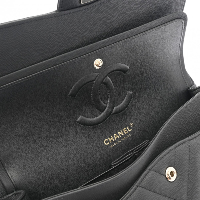 CHANEL シャネル Vステッチ チェーンショルダー 25cm ブラック A01112 レディース キャビアスキン ショルダーバッグ Aランク 中古 銀蔵