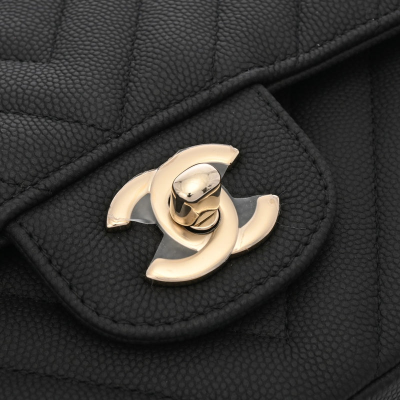 CHANEL シャネル Vステッチ チェーンショルダー 25cm ブラック A01112 レディース キャビアスキン ショルダーバッグ Aランク 中古 銀蔵