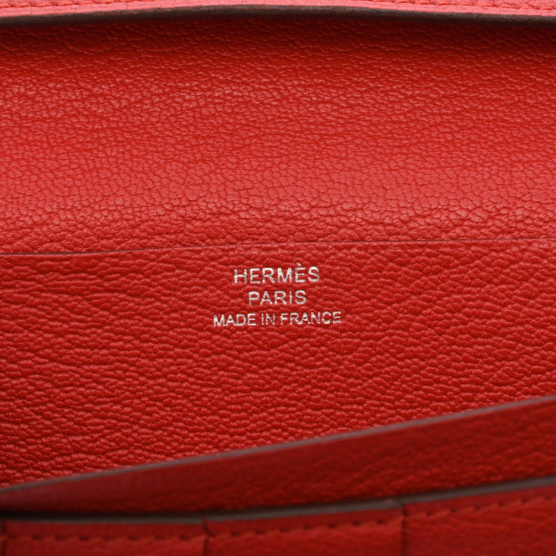 HERMES エルメス ベアンスフレ  ルージュカザック A刻印(2017年頃) レディース シェーブル 長財布 ABランク 中古 銀蔵