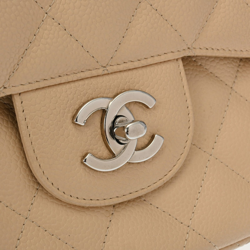 CHANEL シャネル マトラッセ チェーンショルダー Wフラップ 30cm ベージュ A58600 レディース キャビアスキン ショルダーバッグ Bランク 中古 銀蔵