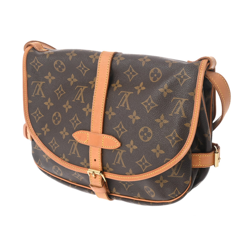 LOUIS VUITTON ルイヴィトン モノグラム ソミュール 30 ブラウン M42256 レディース モノグラムキャンバス ショルダーバッグ Bランク 中古 銀蔵