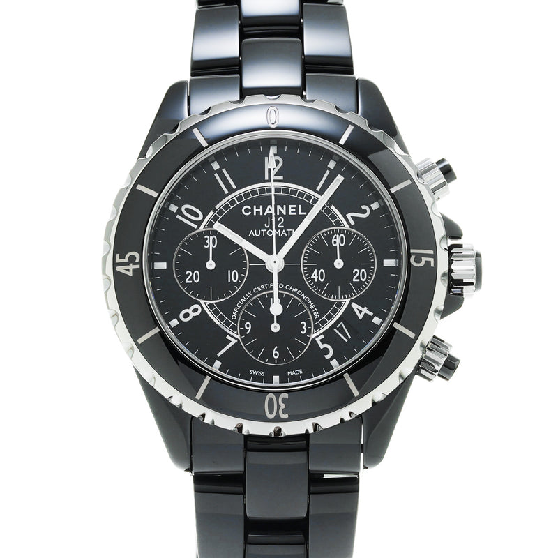 シャネル J12 クロノ 41mm H0940 ブラックラッカー メンズ 腕時計 自動巻き 中古 銀蔵