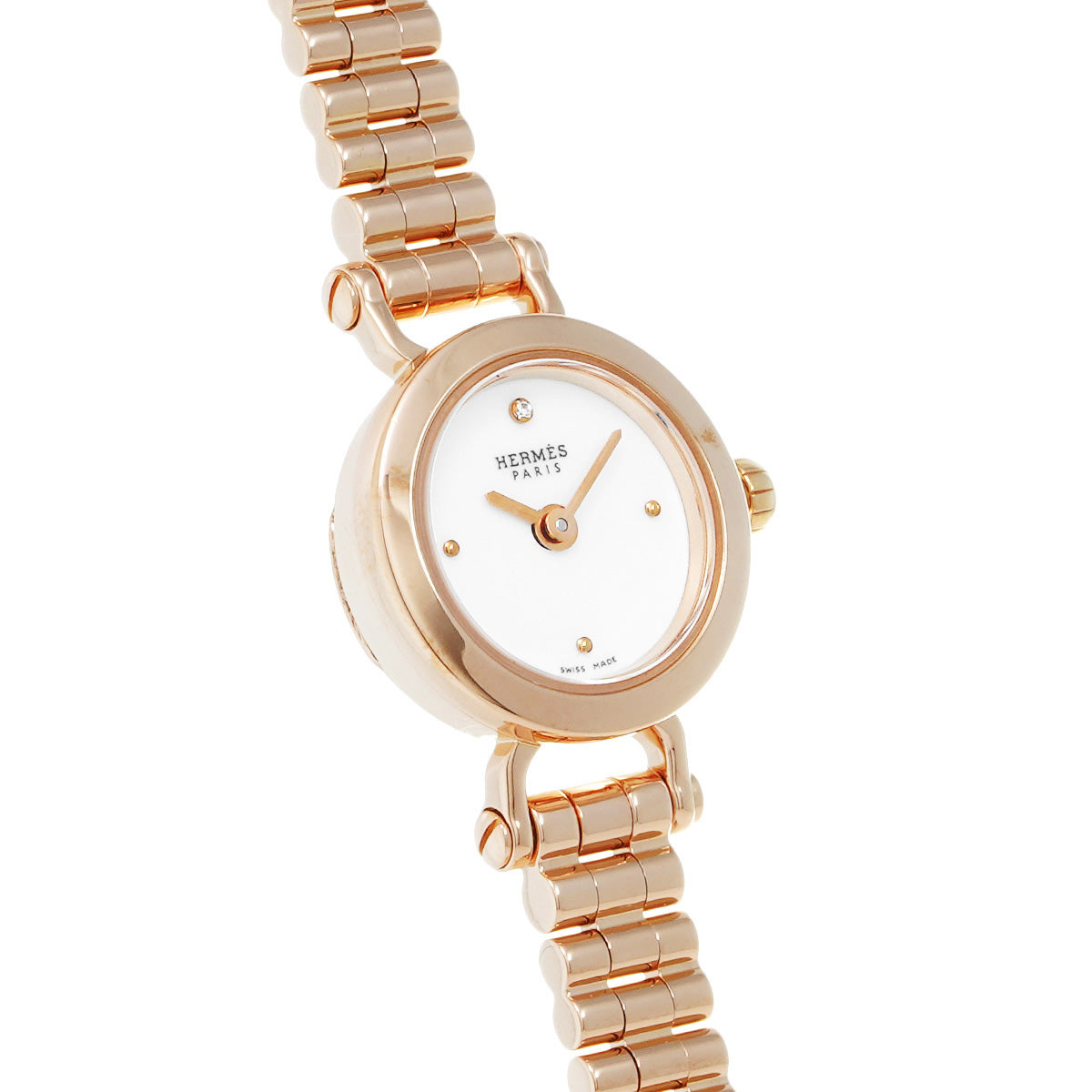 【美品】HERMES 腕時計 ホワイト/ゴールド 分解掃除済み 美品】HERMES 腕時計 ホワイト/ゴールド 分解掃除済み 美品