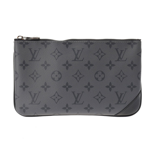 LOUIS VUITTON ルイヴィトン モノグラムエクリプス トリオメッセンジャー用ポーチ 黒/グレー - メンズ レザー ポーチ Aランク 中古 銀蔵