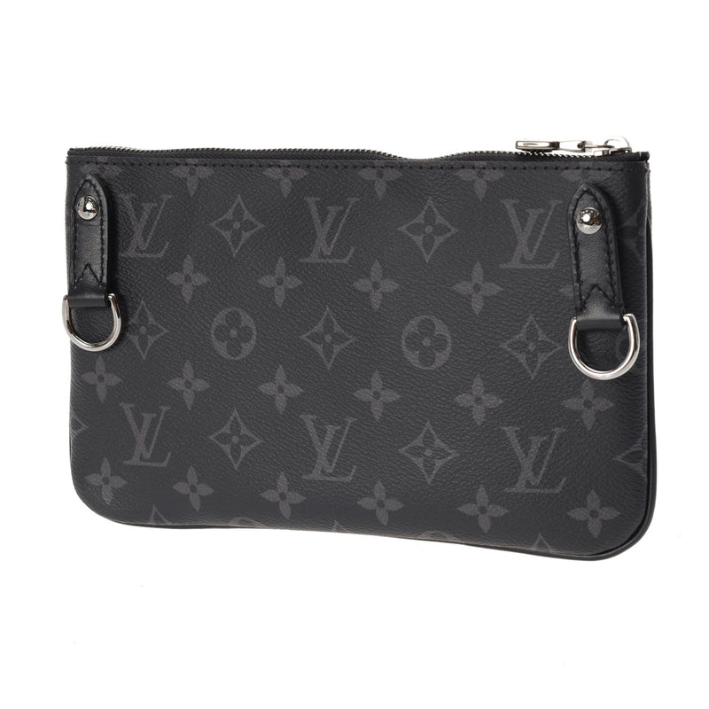 LOUIS VUITTON ルイヴィトン モノグラムエクリプス トリオメッセンジャー用ポーチ 黒/グレー - メンズ レザー ポーチ Aランク 中古 銀蔵