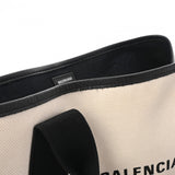 BALENCIAGA バレンシアガ ネイビーカバス ベージュ/ブラック 339933 レディース キャンバス レザー ハンドバッグ Bランク 中古 銀蔵