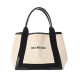 BALENCIAGA バレンシアガ ネイビーカバス ベージュ/ブラック 339933 レディース キャンバス レザー ハンドバッグ Bランク 中古 銀蔵