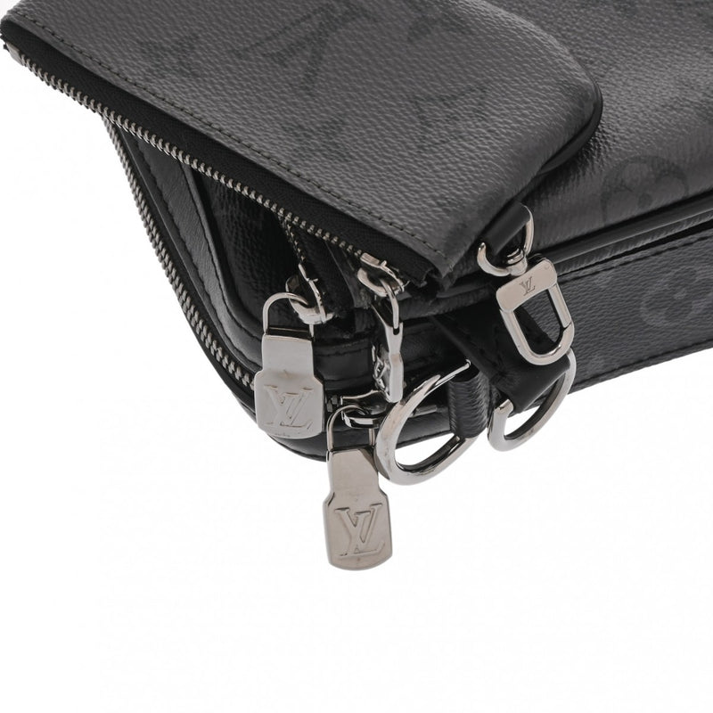 LOUIS VUITTON ルイヴィトン モノグラムエクリプス トリオメッセンジャー 黒/グレー M69443 メンズ モノグラムエクリプスキャンバス ショルダーバッグ Aランク 中古 銀蔵