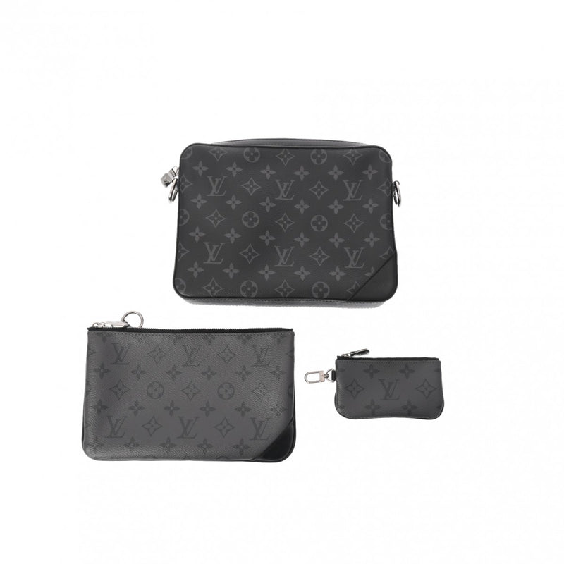 LOUIS VUITTON ルイヴィトン モノグラムエクリプス トリオメッセンジャー 黒/グレー M69443 メンズ モノグラムエクリプスキャンバス ショルダーバッグ Aランク 中古 銀蔵