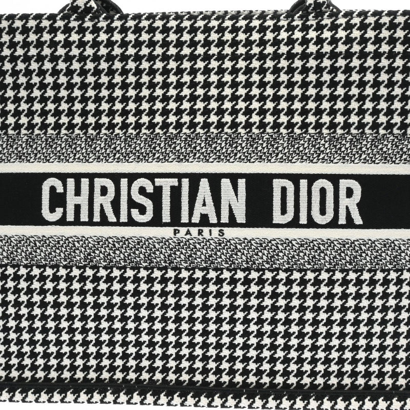 CHRISTIAN DIOR クリスチャンディオール ブックトート ミディアム ハウンドトゥース ブラック/ホワイト M1296ZRPI レディース キャンバス ハンドバッグ Aランク 中古 銀蔵