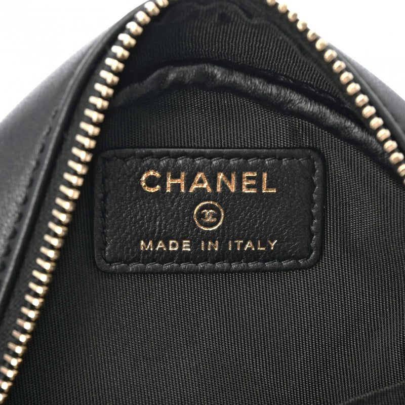 CHANEL シャネル マトラッセ ラウンドチェーンショルダー ハート/カメリア ブラック A81620 レディース ラムスキン ショルダーバッグ Aランク 中古 銀蔵