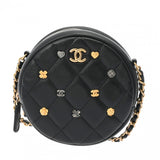 CHANEL シャネル マトラッセ ラウンドチェーンショルダー ハート/カメリア ブラック A81620 レディース ラムスキン ショルダーバッグ Aランク 中古 銀蔵