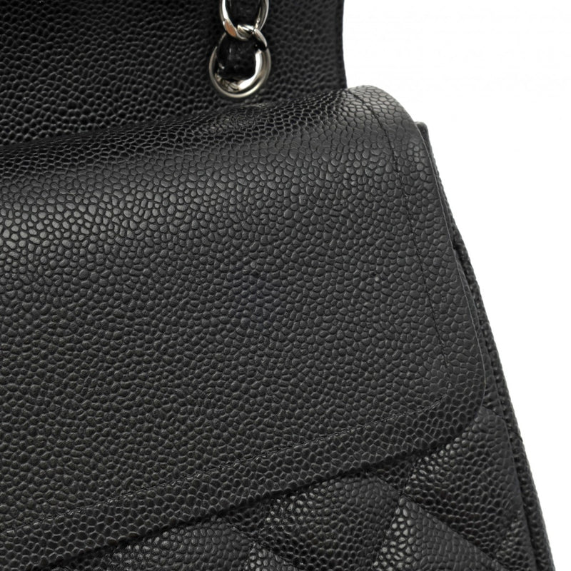 CHANEL シャネル マトラッセ Wフラップ チェーンショルダー 30cm ブラック A58600 レディース キャビアスキン ショルダーバッグ Aランク 中古 銀蔵