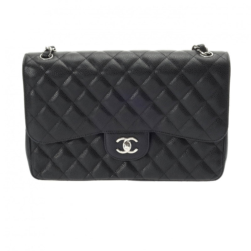 CHANEL シャネル マトラッセ Wフラップ チェーンショルダー 30cm ブラック A58600 レディース キャビアスキン ショルダーバッグ Aランク 中古 銀蔵