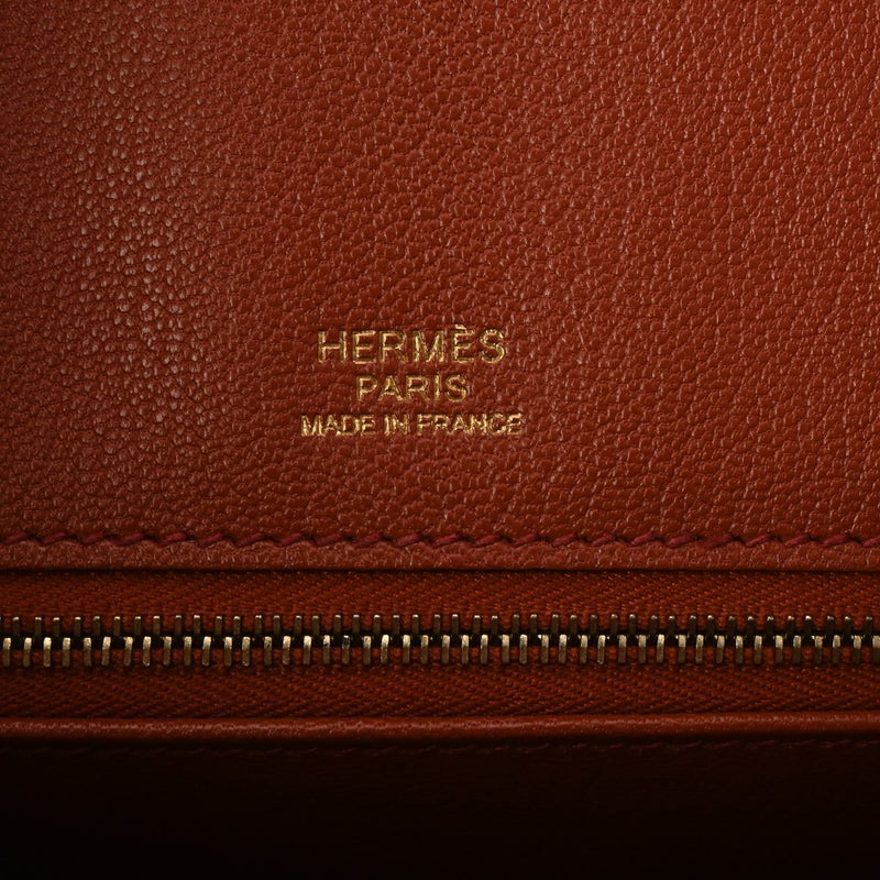 HERMES エルメス バーキン 30 ギリーズ ブリック/ルージュアッシュ/マロンフォンセ □R刻印(2014年頃) レディース オーストリッチ ハンドバッグ Aランク 中古 銀蔵