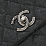 CHANEL シャネル マキシトップハンドルフラップバッグ 33cm ブラック A92992 レディース キャビアスキン リザード 2WAYバッグ ABランク 中古 銀蔵