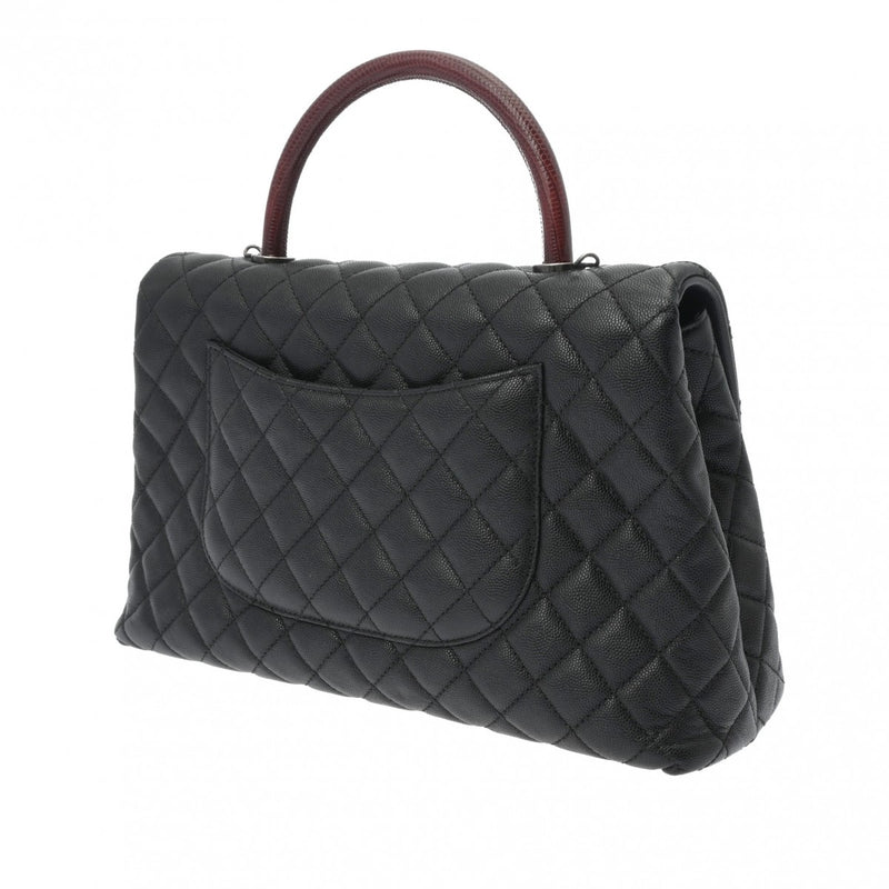 CHANEL シャネル マキシトップハンドルフラップバッグ 33cm ブラック A92992 レディース キャビアスキン リザード 2WAYバッグ ABランク 中古 銀蔵