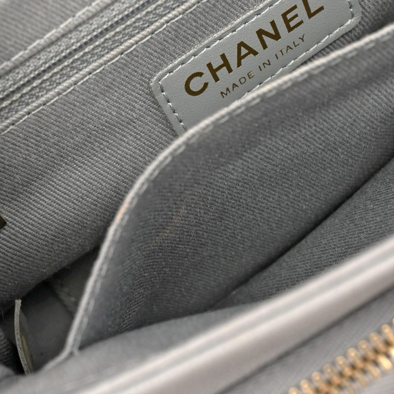 CHANEL シャネル マトラッセ ビジネスアフィニティ チェーンショルダー グレー A93749 レディース キャビアスキン ショルダーバッグ ABランク 中古 銀蔵