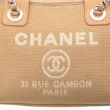 CHANEL シャネル ドーヴィル ボーリングバッグ 2WAY ベージュ A92749 レディース キャンバス ハンドバッグ Aランク 中古 銀蔵