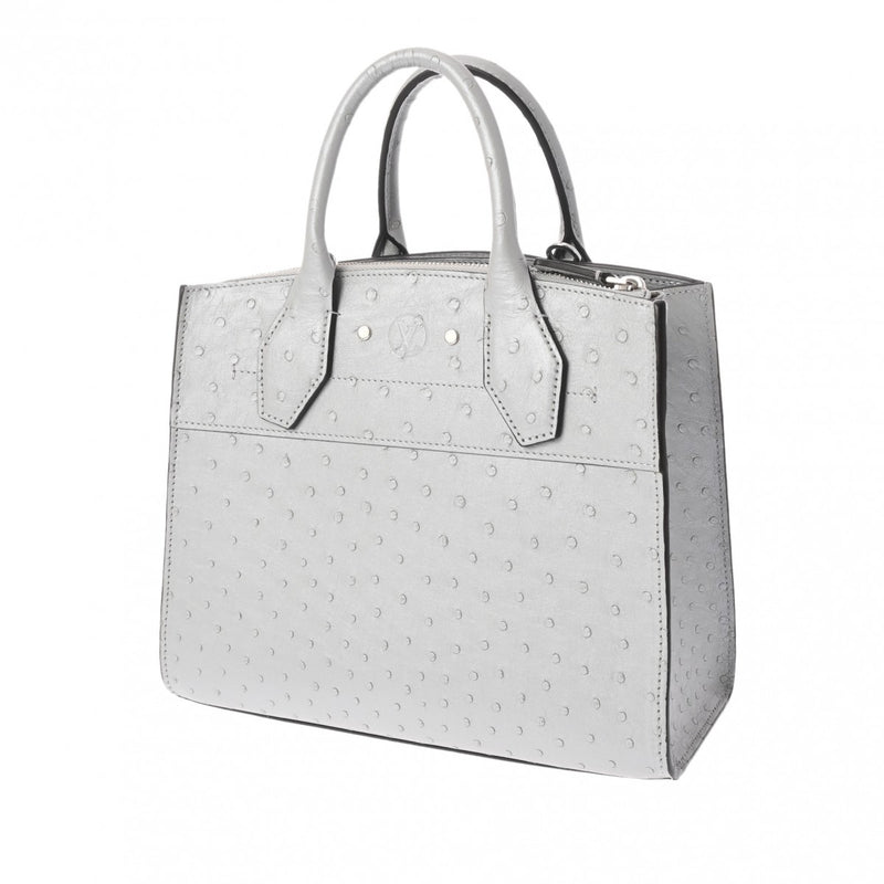 LOUIS VUITTON ルイヴィトン シティスティーマー PM 2WAY シルバー - レディース オーストリッチ ハンドバッグ 新同 中古 銀蔵