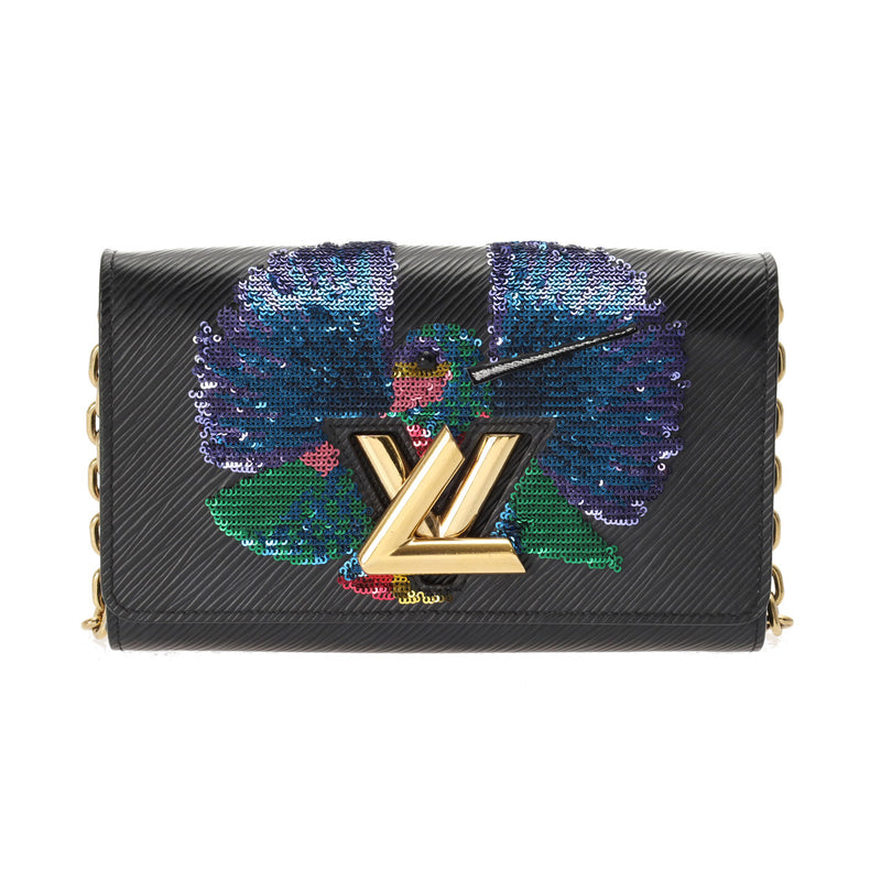 LOUIS VUITTON ルイヴィトン エピ ポルトフォイユ ツイストチェーン ハチ鳥 スパンコール ブラック - レディース レザー チェーンウォレット ABランク 中古 銀蔵