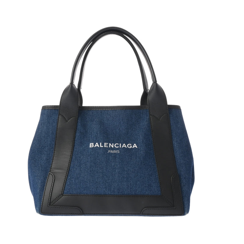 BALENCIAGA バレンシアガ ネイビーカバス S ネイビー 339933 レディース デニム レザー ハンドバッグ ABランク 中古 銀蔵