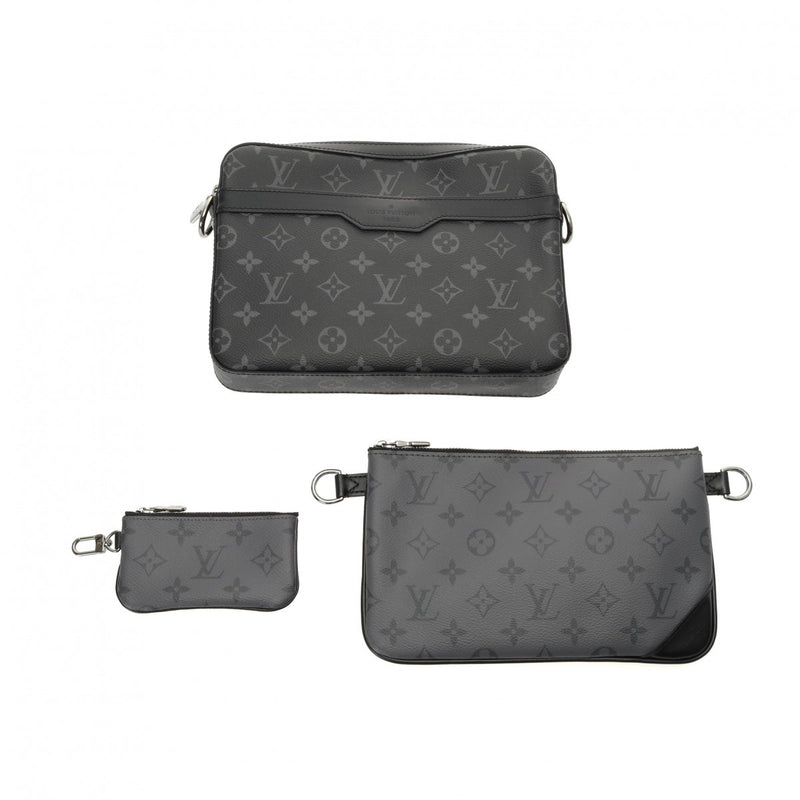 LOUIS VUITTON ルイヴィトン モノグラムエクリプス トリオメッセンジャー 黒/グレー M69443 メンズ レザー ショルダーバッグ Aランク 中古 銀蔵