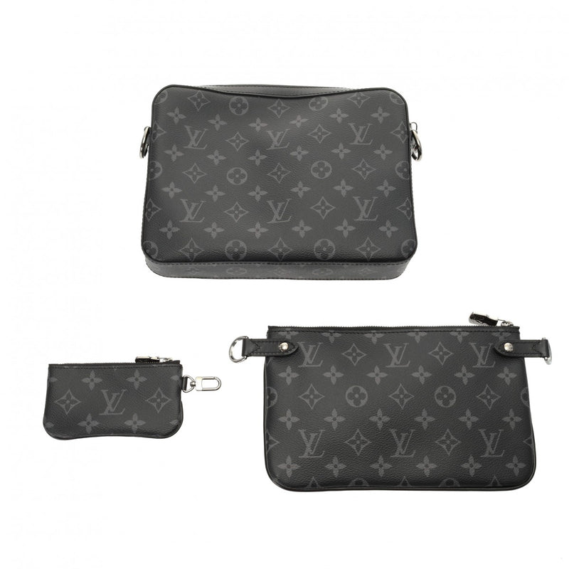 LOUIS VUITTON ルイヴィトン モノグラムエクリプス トリオメッセンジャー 黒/グレー M69443 メンズ レザー ショルダーバッグ Aランク 中古 銀蔵