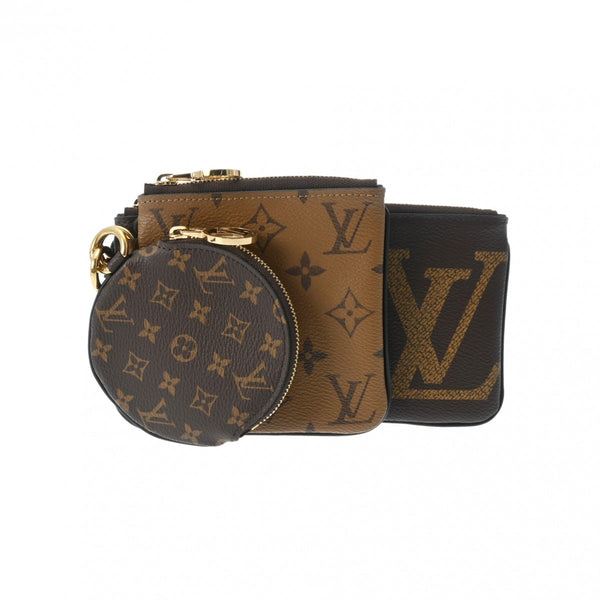 LOUIS VUITTON ルイヴィトン モノグラムリバース ジャイアント ポシェットトリオ ブラウン/キャメル系 M68756 レディース モノグラムキャンバス ポーチ Aランク 中古 銀蔵