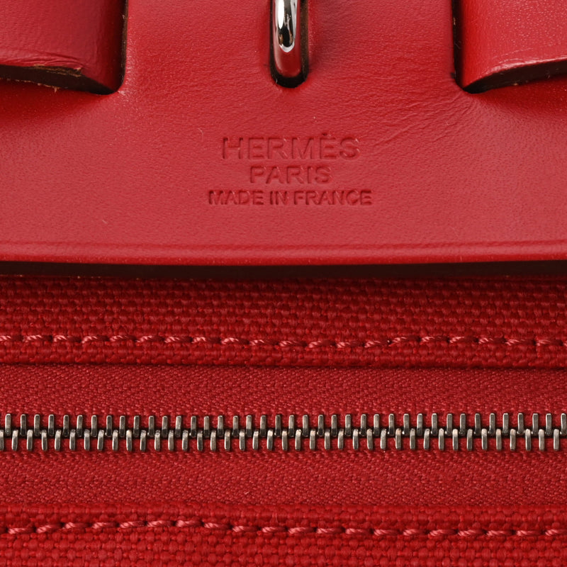 HERMES エルメス エールバッグジップ MM ルージュピマン D刻印(2000年頃) ユニセックス トワルアッシュ ヴァッシュハンター 2WAYバッグ Aランク 中古 銀蔵