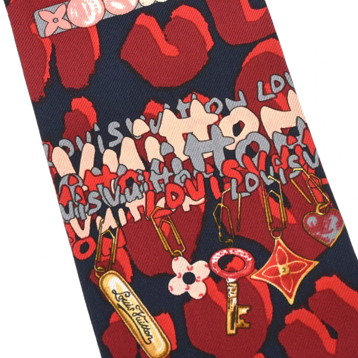 ✨極美品✨ LOUIS VUITTON レオパード柄 バンドースカーフ レッド ルイヴィトンバンドー レオパード レッド/ネイビー レディース