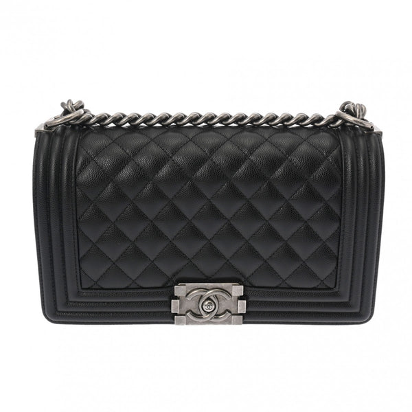 CHANEL シャネル ボーイシャネル チェーンショルダー 25cm ブラック A67086 レディース キャビアスキン ショルダーバッグ Aランク 中古 銀蔵