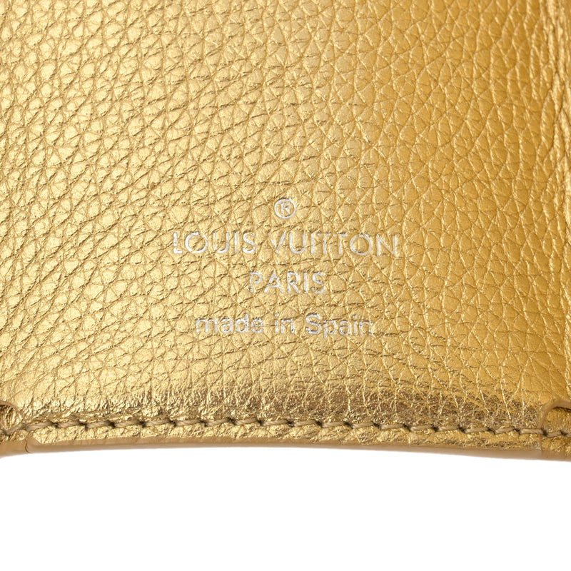 LOUIS VUITTON ルイヴィトン ポルトフォイユ ロックミニ ゴールド シルバー金具 M69059 ユニセックス レザー 三つ折り財布 Aランク 中古 銀蔵