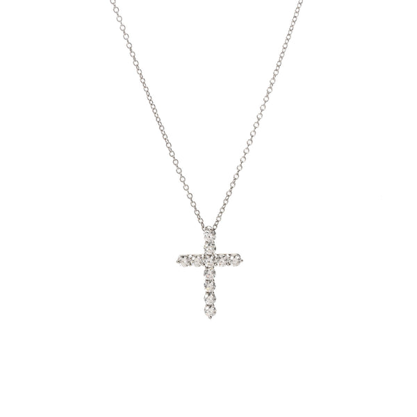 TIFFANY&Co. ティファニー スモールクロス  ダイヤ - レディース Pt950プラチナ ネックレス Aランク 中古 銀蔵