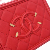 CHANEL シャネル CCフィリグリー スモールバニティ チェーンショルダー レッド A93343 レディース キャビアスキン ハンドバッグ Aランク 中古 銀蔵