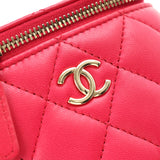 CHANEL シャネル スモールバニティ持ち手付 ピンク シャンパンゴールド金具 AP2198 レディース ラムスキン ショルダーバッグ Aランク 中古 銀蔵