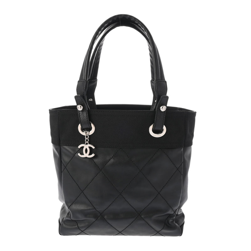 CHANEL シャネル パリビアリッツ トート PM ブラック A34208 レディース コーティングキャンバス トートバッグ 新同 中古 銀蔵