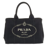 PRADA プラダ カナパ ミニ ブラック 1BG439 レディース デニム ハンドバッグ ABランク 中古 銀蔵