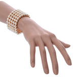 MIKIMOTO ミキモト 5連ブレスレット アコヤパール ダイヤ 0.05ct ホワイト/ゴールド レディース K18イエローゴールド YG ブレスレット Aランク 中古 銀蔵