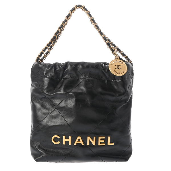 CHANEL シャネル シャネル22 ミニハンドバッグ ブラック AS3980 レディース シャイニーカーフ ハンドバッグ 未使用 銀蔵