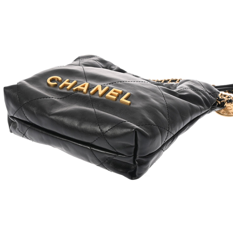 CHANEL シャネル シャネル22 ミニハンドバッグ ブラック AS3980 レディース シャイニーカーフ ハンドバッグ 未使用 銀蔵