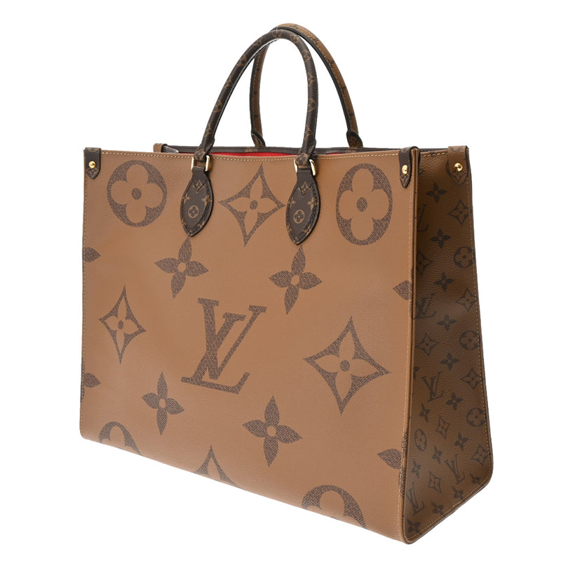 LOUIS VUITTON ルイヴィトン モノグラムジャイアント オンザゴー GM 旧型 2WAYトート ブラウン M44576 ユニセックス モノグラムキャンバス ハンドバッグ ABランク 中古 銀蔵