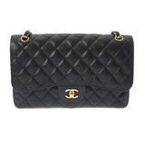 CHANEL シャネル マトラッセ チェーンショルダー Wフラップ 30cm ブラック A58600 レディース キャビアスキン ショルダーバッグ Aランク 中古 銀蔵