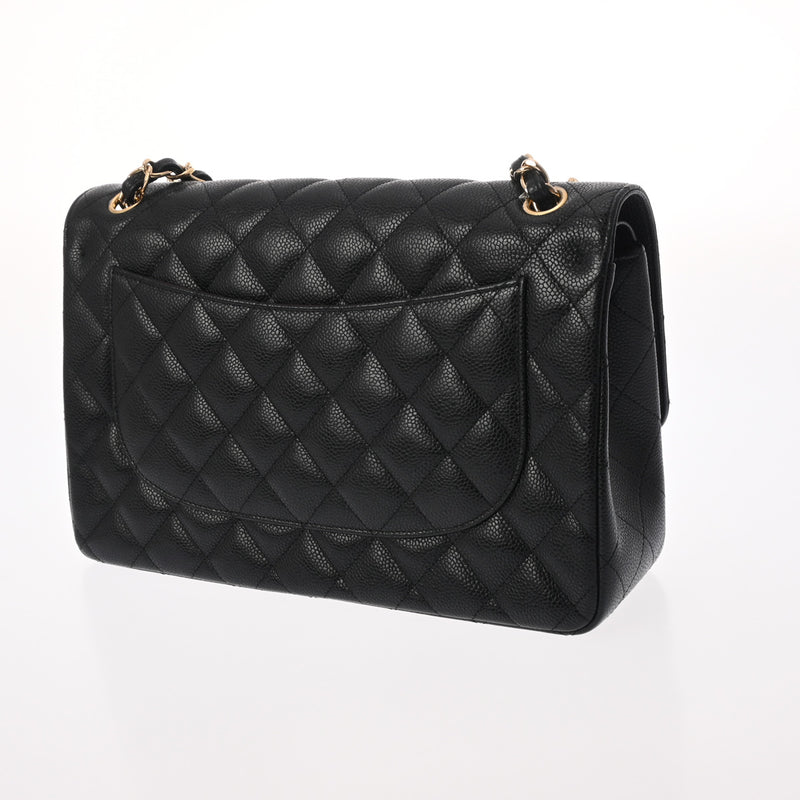 CHANEL シャネル マトラッセ チェーンショルダー Wフラップ 30cm ブラック A58600 レディース キャビアスキン ショルダーバッグ Aランク 中古 銀蔵