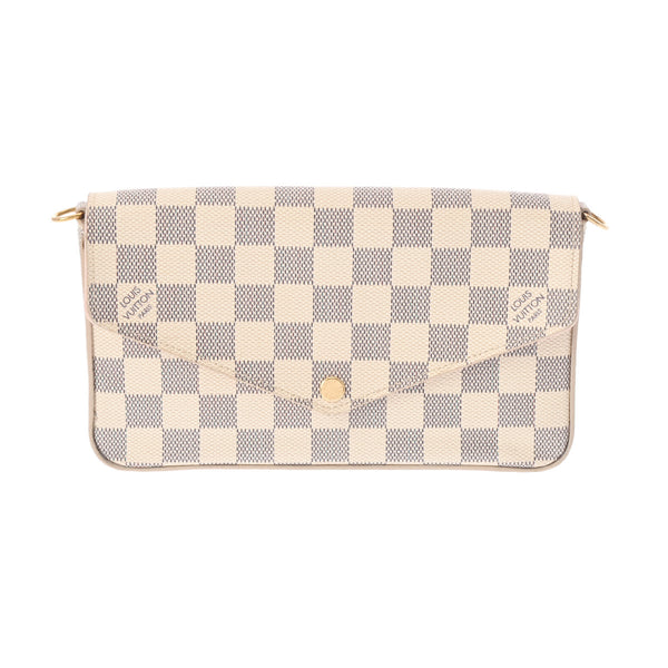 LOUIS VUITTON ルイヴィトン ダミエアズール ポシェットフェリシー  白 N63106 レディース ダミエアズールキャンバス ショルダーバッグ ABランク 中古 銀蔵